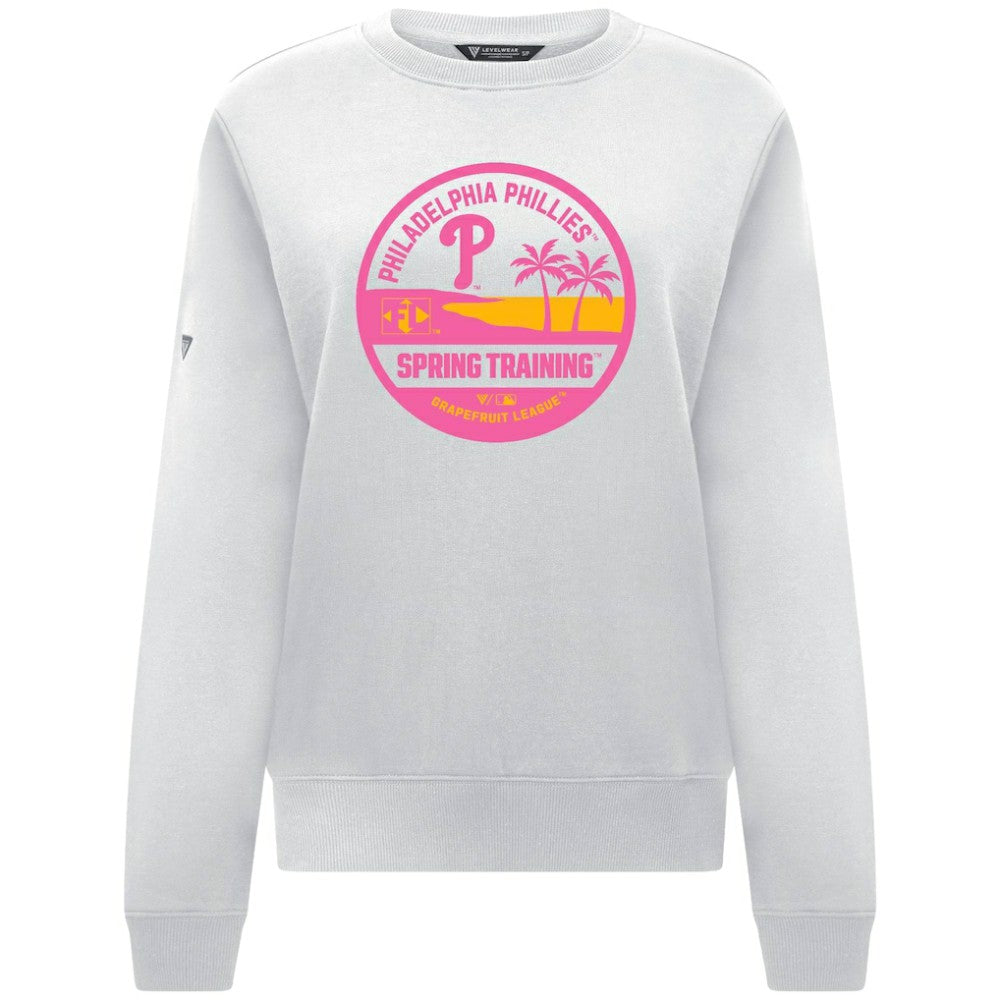 Philadelphia Phillies Levelwear Women's Yvette Spring Training Badge Bold Sweatshirt - White Sweatshirts