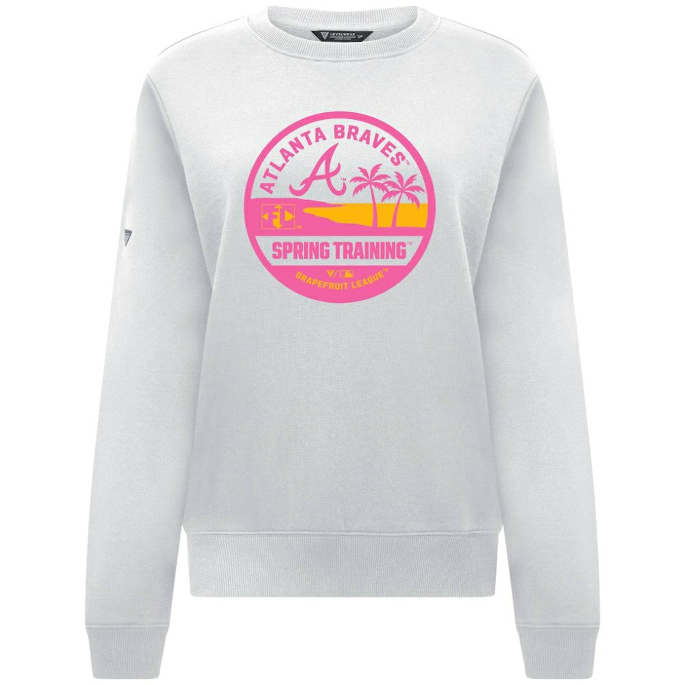 Atlanta Braves Levelwear Women's Yvette Spring Training Badge Bold Sweatshirt - White Sweatshirts