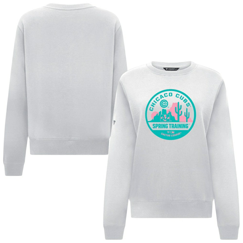 Chicago Cubs Levelwear Women's Yvette Spring Training Badge Bold Sweatshirt - White Sweatshirts