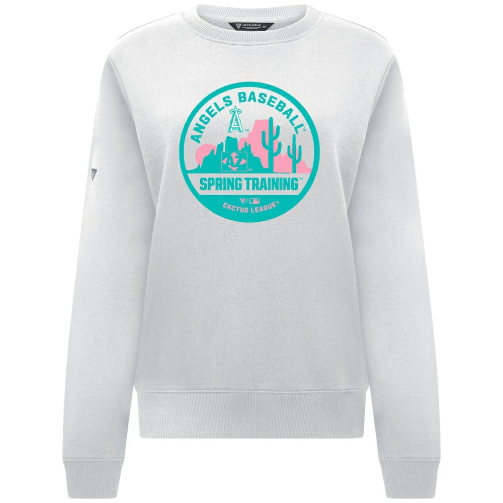 Los Angeles Angels Levelwear Women's Yvette Spring Training Badge Bold Sweatshirt - White Sweatshirts