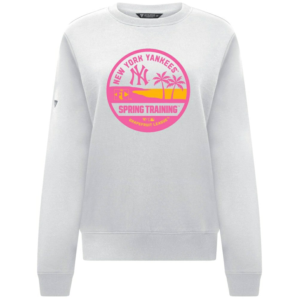 New York Yankees Levelwear Women's Yvette Spring Training Badge Bold Sweatshirt - White Sweatshirts