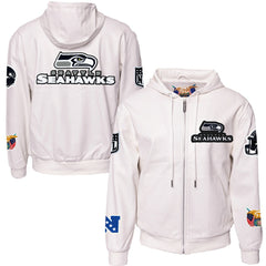 Seattle Seahawks Jeff Hamilton Vegan Leather Full-Zip Hooded Jacket - White Jackets