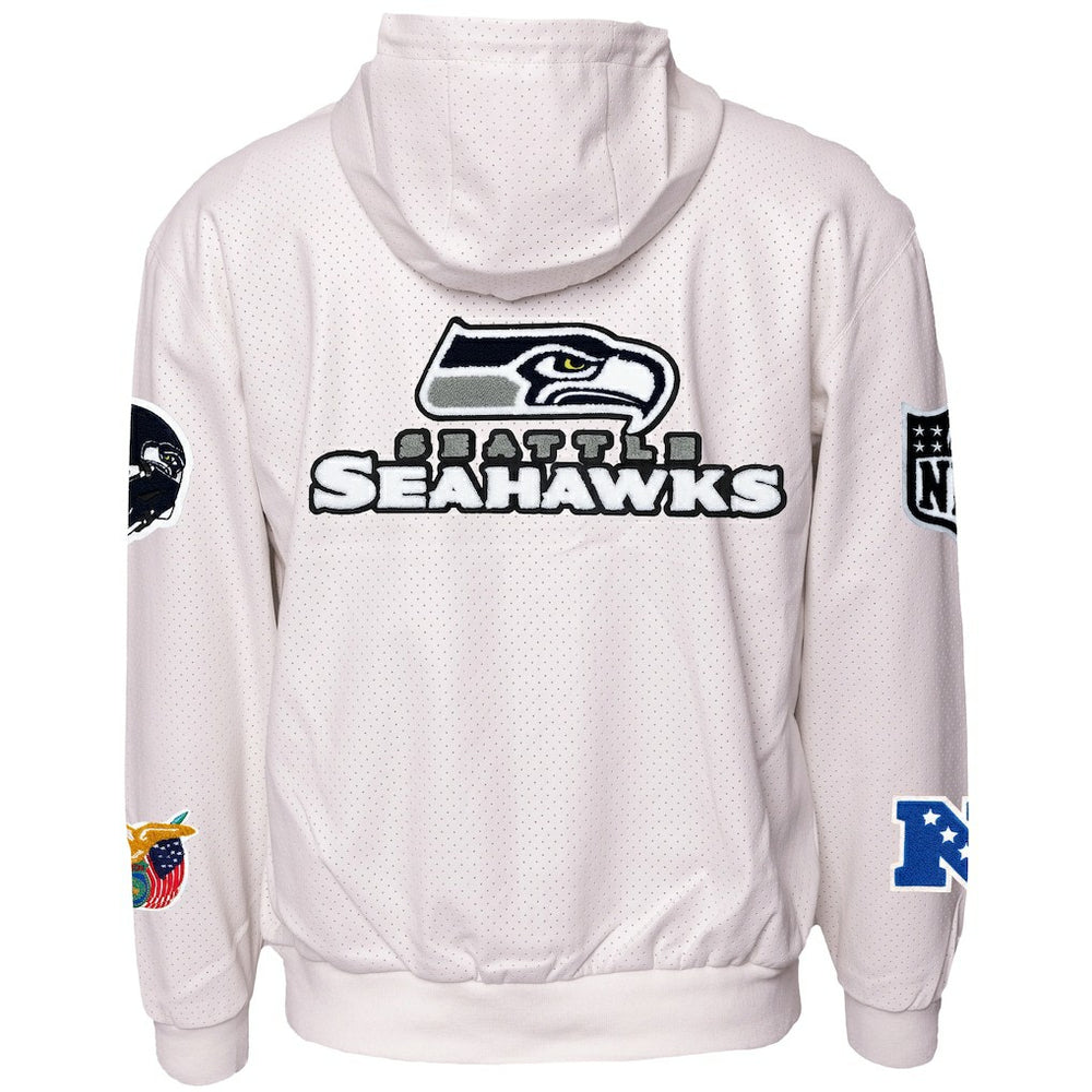 Seattle Seahawks Jeff Hamilton Vegan Leather Full-Zip Hooded Jacket - White Jackets