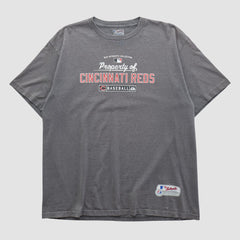 Cincinnati Reds Majestic 2000s T-shirt - Dark Heather Gray - Vintage T-shirts