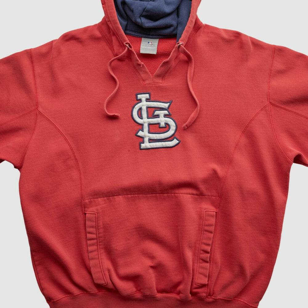 St. Louis Cardinals Genuine Merchandise 2000s Hooded Pullover Sweatshirt - Red - Vintage Pullover