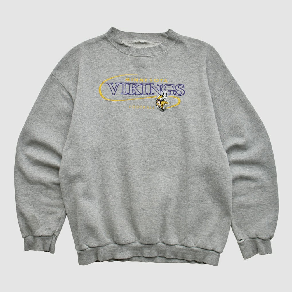 Minnesota Vikings 90s Pullover Sweatshirt - Heather Gray Pullover