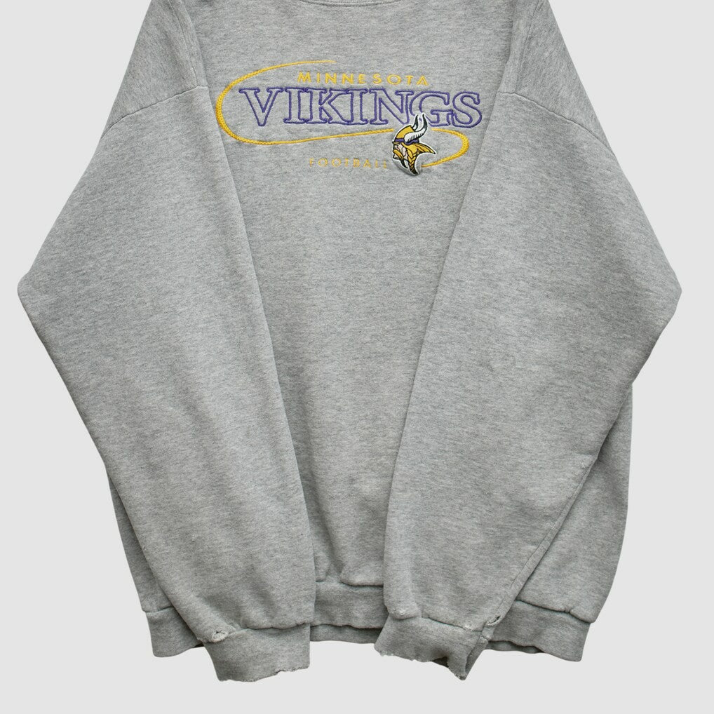 Minnesota Vikings 90s Pullover Sweatshirt - Heather Gray Pullover