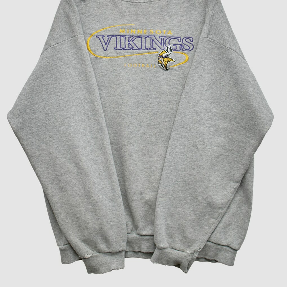Minnesota Vikings 90s Pullover Sweatshirt - Heather Gray Pullover