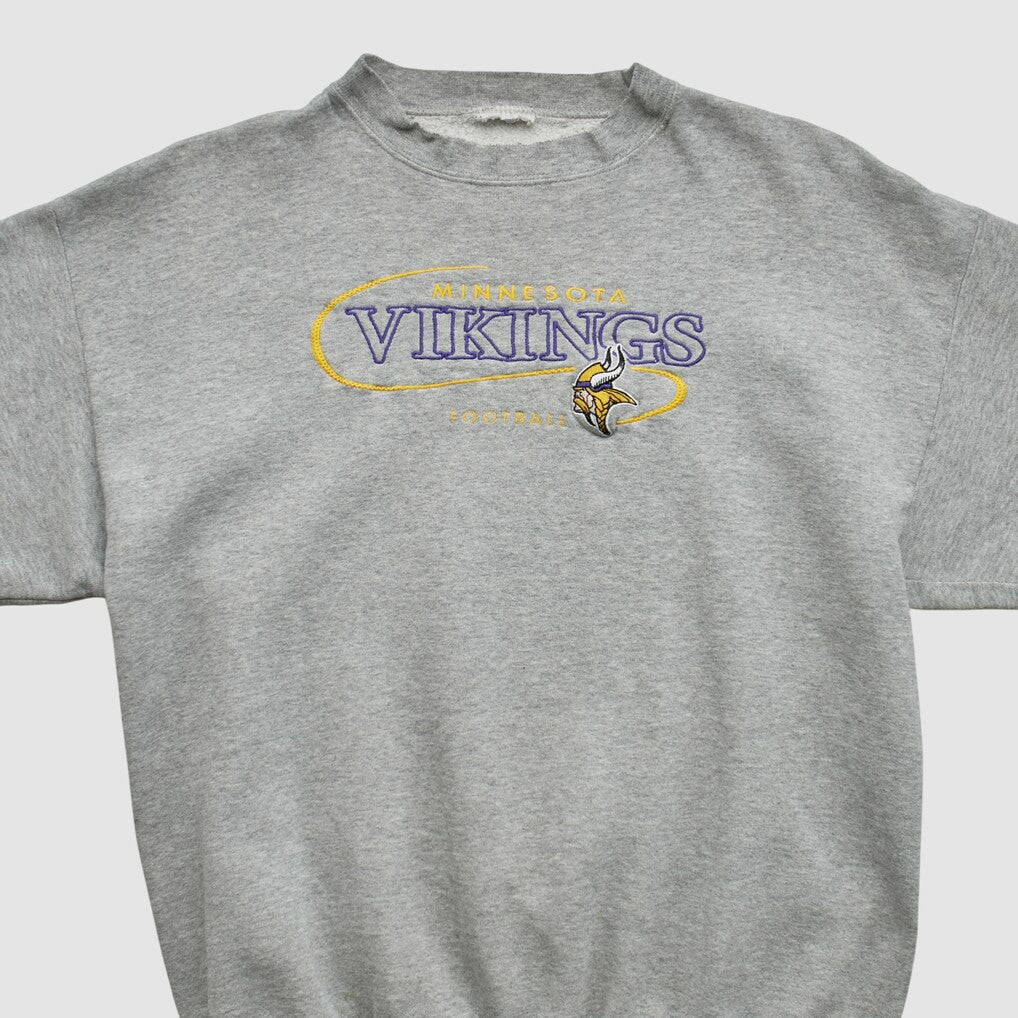 Minnesota Vikings 90s Pullover Sweatshirt - Heather Gray Pullover