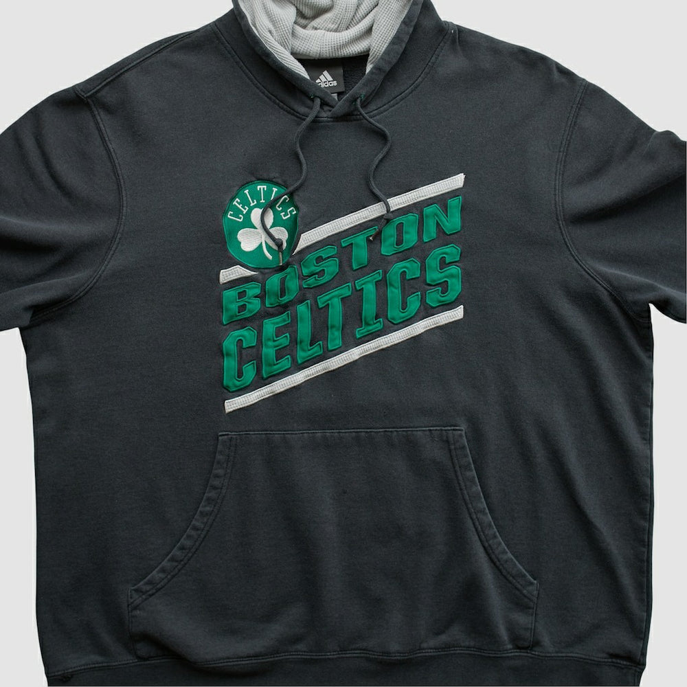 Boston Celtics 2010s Hooded Pullover Sweatshirt Black Vintage - Adidas