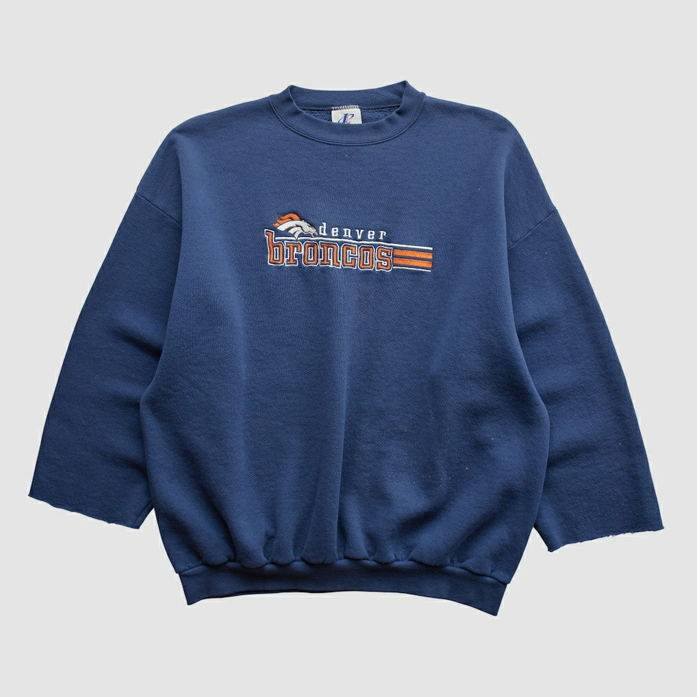 Denver Broncos Logo Athletic 90s Pullover Sweatshirt - Navy Pullover