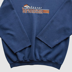 Denver Broncos Logo Athletic 90s Pullover Sweatshirt - Navy Pullover