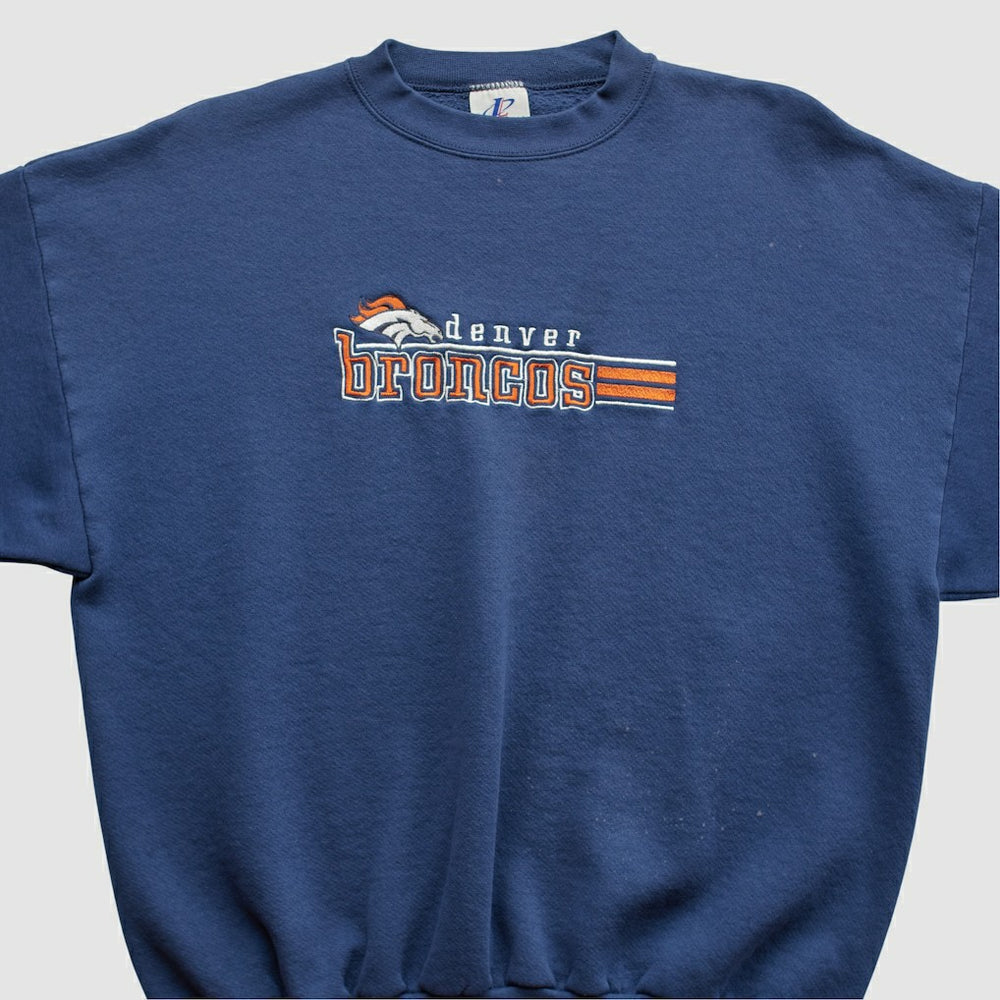 Denver Broncos Logo Athletic 90s Pullover Sweatshirt - Navy Pullover