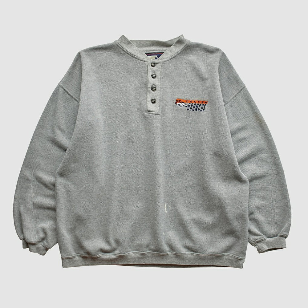 Denver Broncos Starter 90s Pullover Sweatshirt - Heather Gray Pullover
