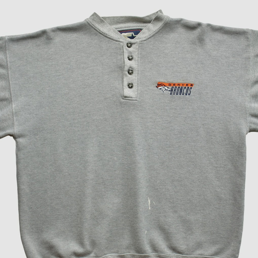 Denver Broncos Starter 90s Pullover Sweatshirt - Heather Gray Pullover