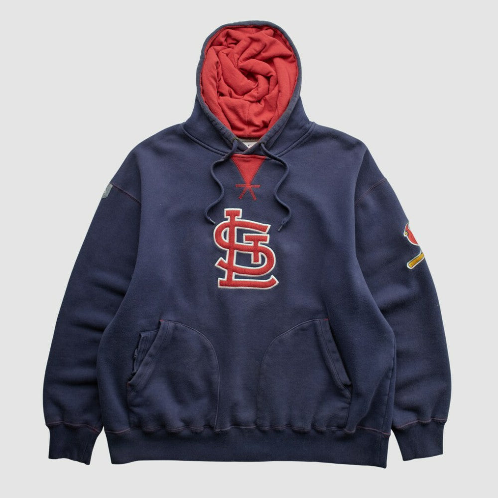 St. Louis Cardinals Majestic 2000s Hooded Pullover Sweatshirt - Navy - XVintage Pullover