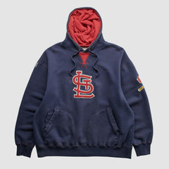 St. Louis Cardinals Majestic 2000s Hooded Pullover Sweatshirt - Navy - XVintage Pullover