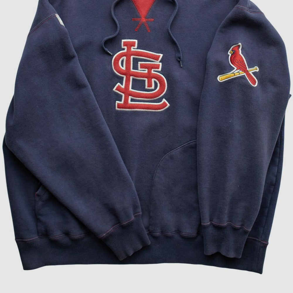 St. Louis Cardinals Majestic 2000s Hooded Pullover Sweatshirt - Navy - XVintage Pullover