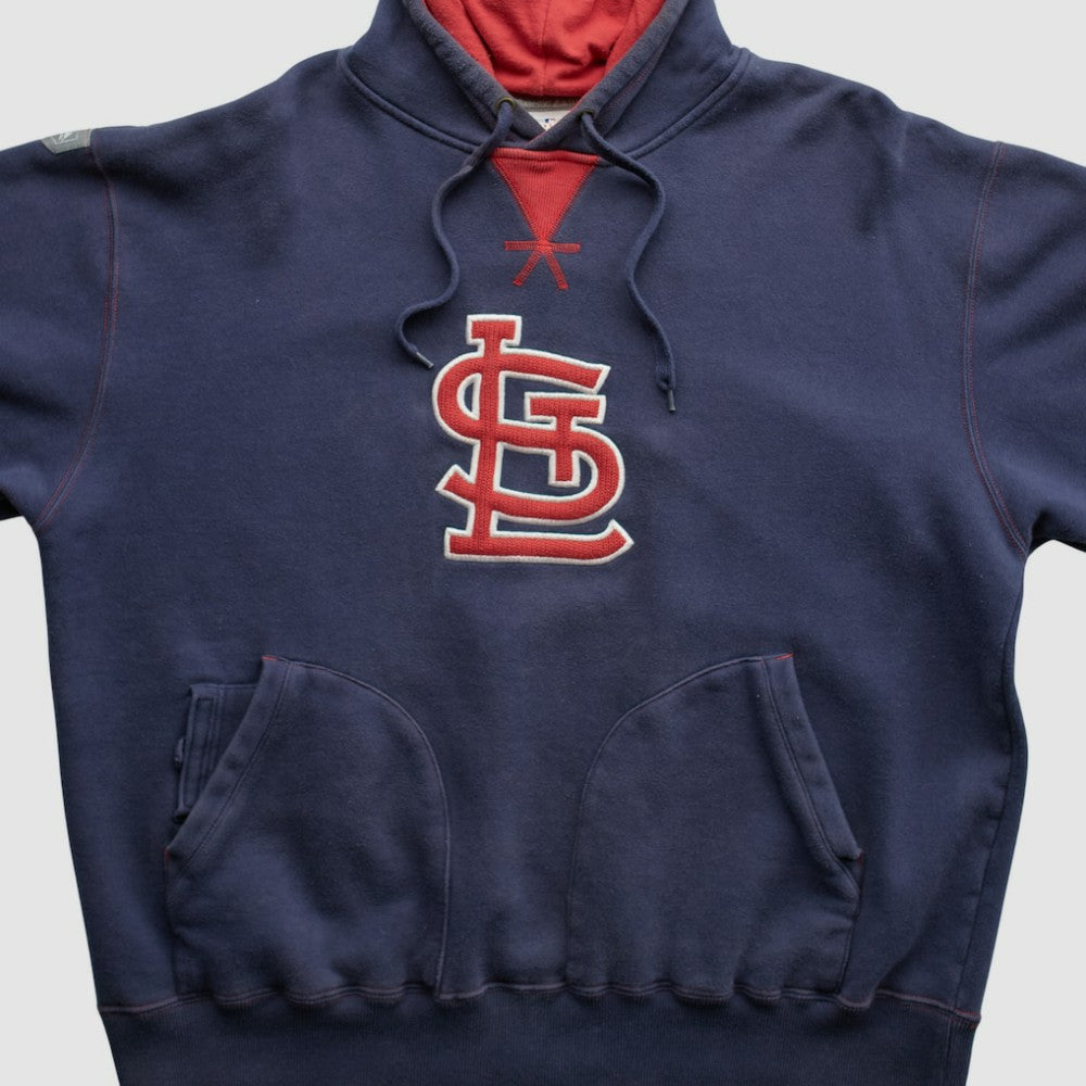 St. Louis Cardinals Majestic 2000s Hooded Pullover Sweatshirt - Navy - XVintage Pullover