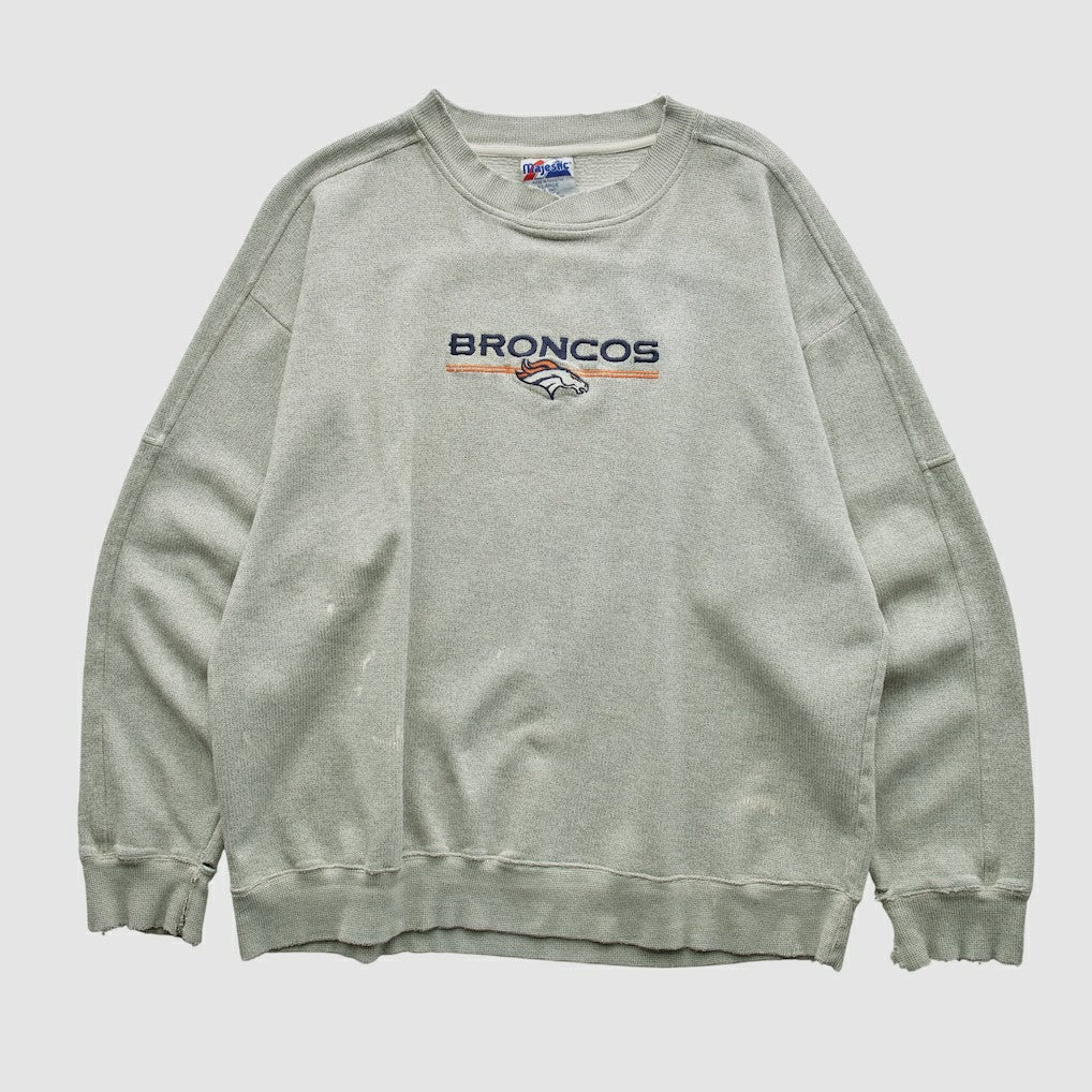 Denver Broncos Majestic 2000s Pullover Sweatshirt - Heather Gray Pullover