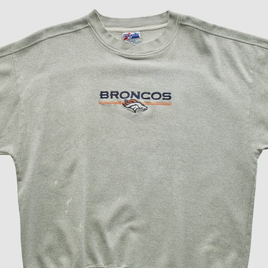 Denver Broncos Majestic 2000s Pullover Sweatshirt - Heather Gray Pullover