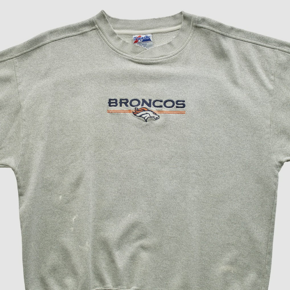 Denver Broncos Majestic 2000s Pullover Sweatshirt - Heather Gray Pullover