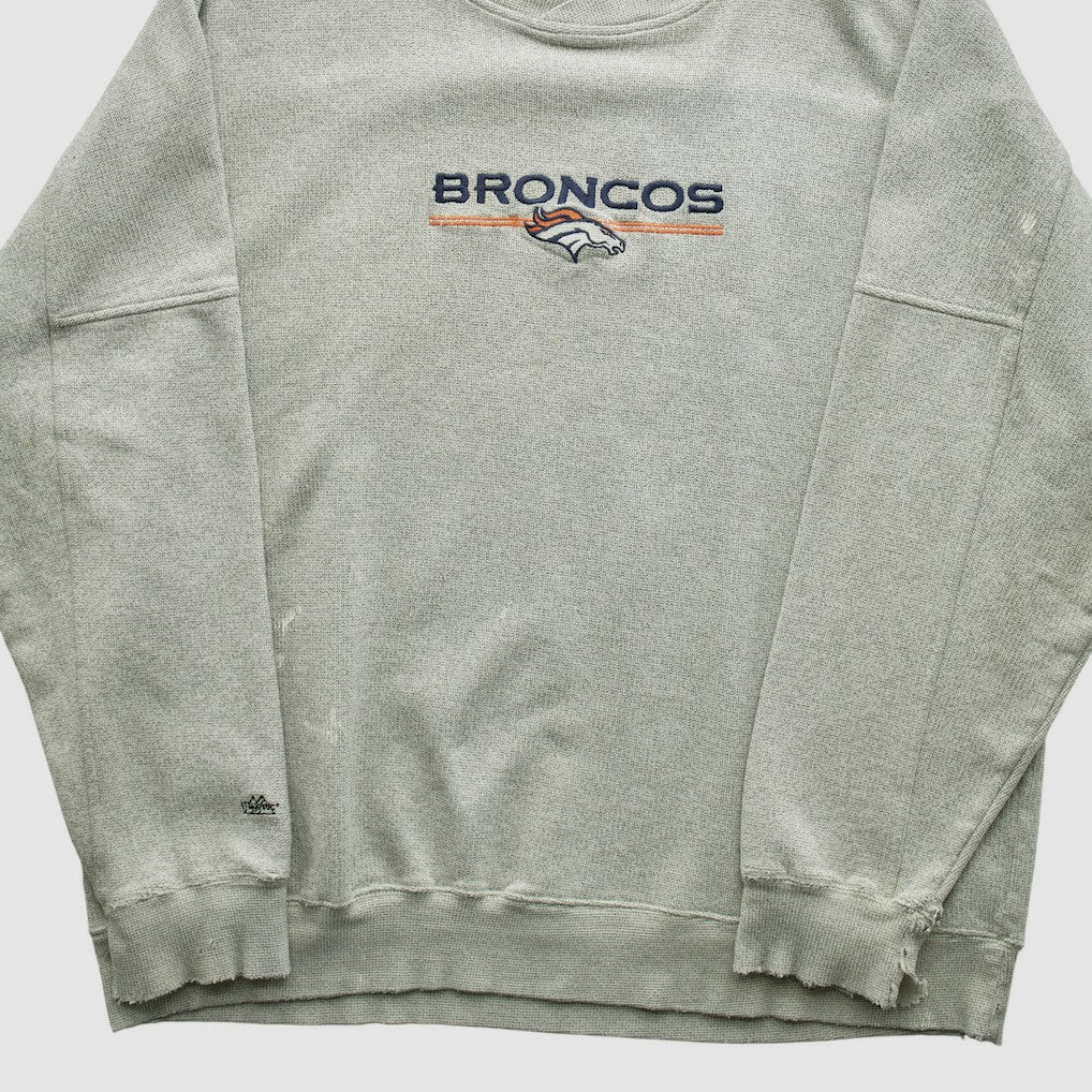 Denver Broncos Majestic 2000s Pullover Sweatshirt - Heather Gray Pullover