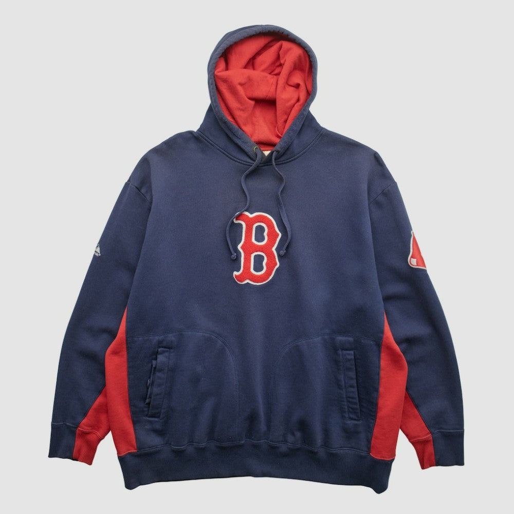Boston Red Sox Majestic 2000s Hooded Pullover Sweatshirt - Navy - XVintage Pullover