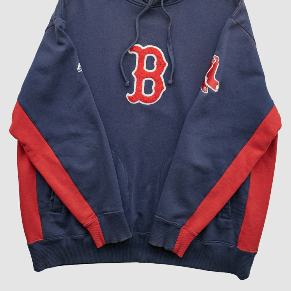 Boston Red Sox Majestic 2000s Hooded Pullover Sweatshirt - Navy - XVintage Pullover