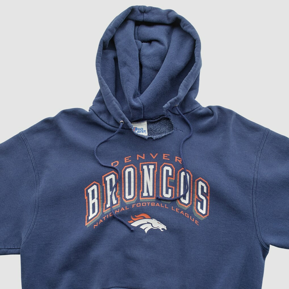 Denver Broncos Pro Player 90s Hooded Pullover Sweatshirt - Navy Pullover
