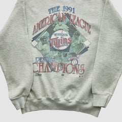 Minnesota Twins Salem Sportswear 1991 Pullover Sweatshirt - Heather Gray - Vintage Pullover