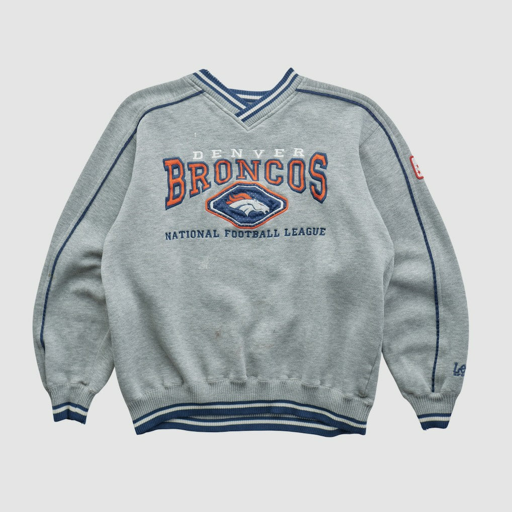 Denver Broncos Lee Apparel 90s Pullover Sweatshirt - Heather Gray Pullover