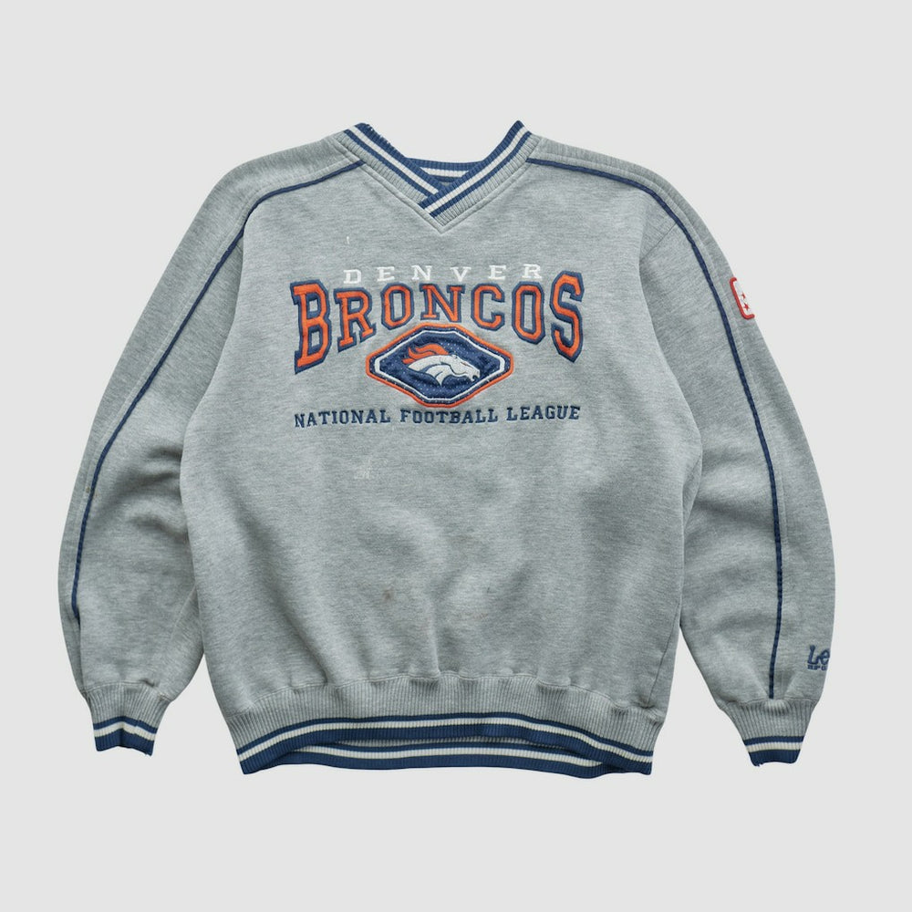 Denver Broncos Lee Apparel 90s Pullover Sweatshirt - Heather Gray Pullover