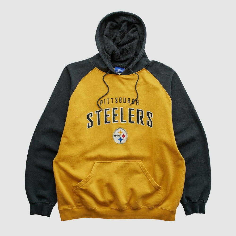 Pittsburgh Steelers Reebok 2000s Hooded Pullover Sweatshirt - Yellow Pullover