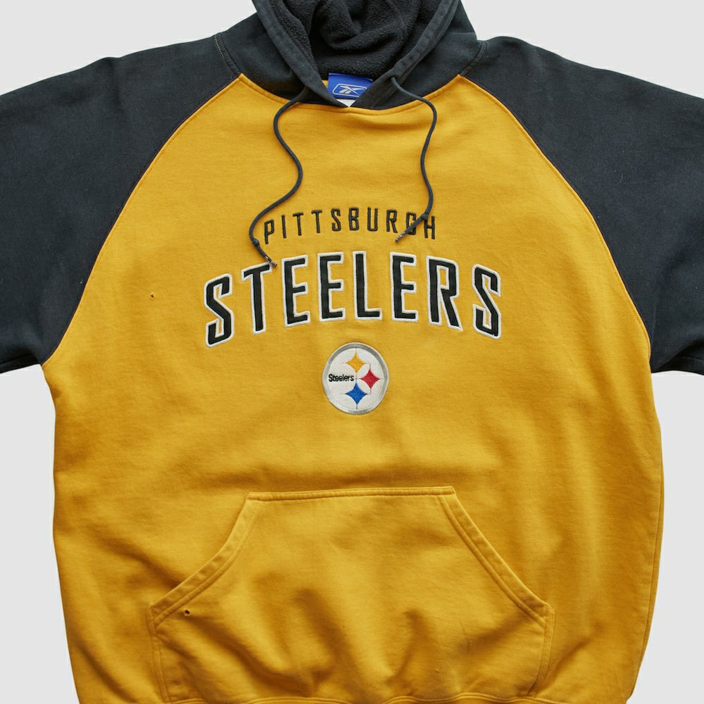 Pittsburgh Steelers Reebok 2000s Hooded Pullover Sweatshirt - Yellow Pullover