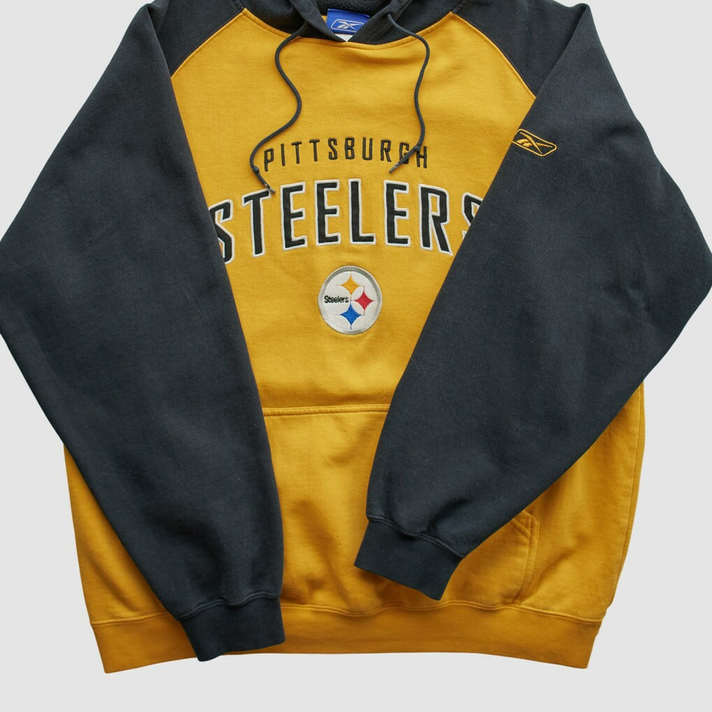 Pittsburgh Steelers Reebok 2000s Hooded Pullover Sweatshirt - Yellow Pullover