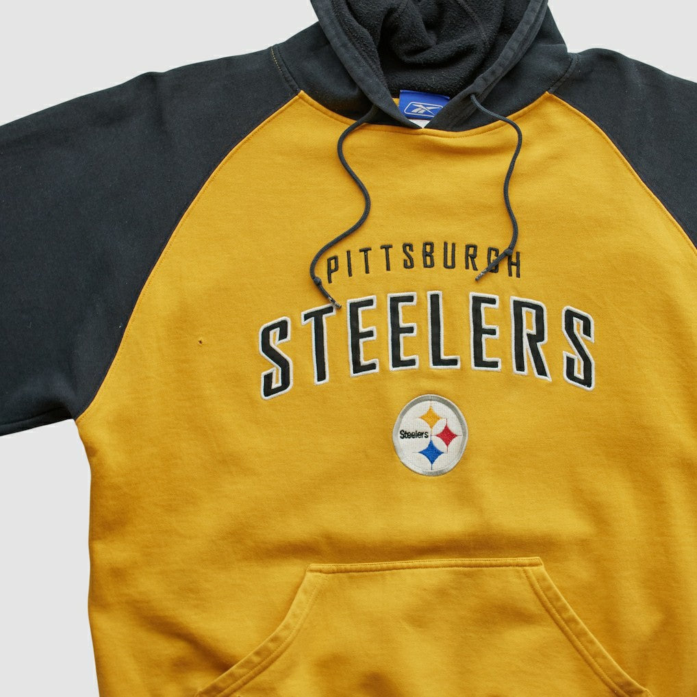 Pittsburgh Steelers Reebok 2000s Hooded Pullover Sweatshirt - Yellow Pullover