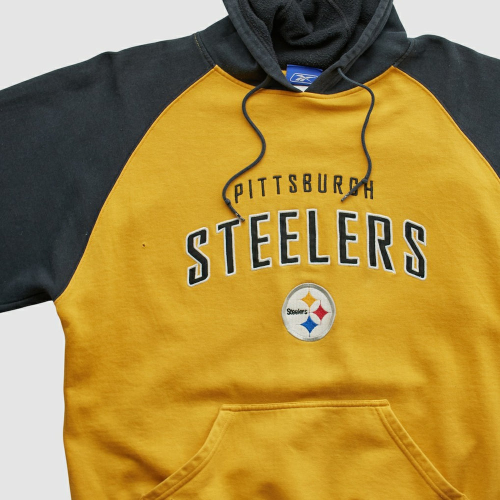 Pittsburgh Steelers Reebok 2000s Hooded Pullover Sweatshirt - Yellow Pullover