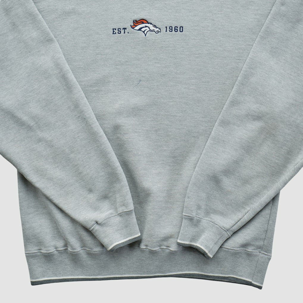 Denver Broncos Champion 2000s Pullover Sweatshirt - Heather Gray Pullover