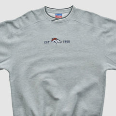 Denver Broncos Champion 2000s Pullover Sweatshirt - Heather Gray Pullover