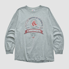 World Series Champions Majestic 2007 Long Sleeve T-shirt - Heather Gray - Vintage T-shirts