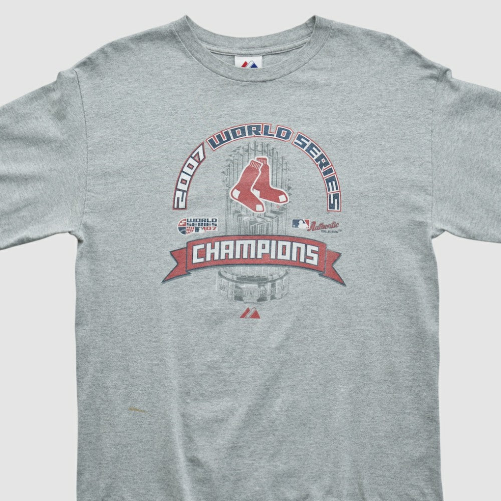 World Series Champions Majestic 2007 Long Sleeve T-shirt - Heather Gray - Vintage T-shirts