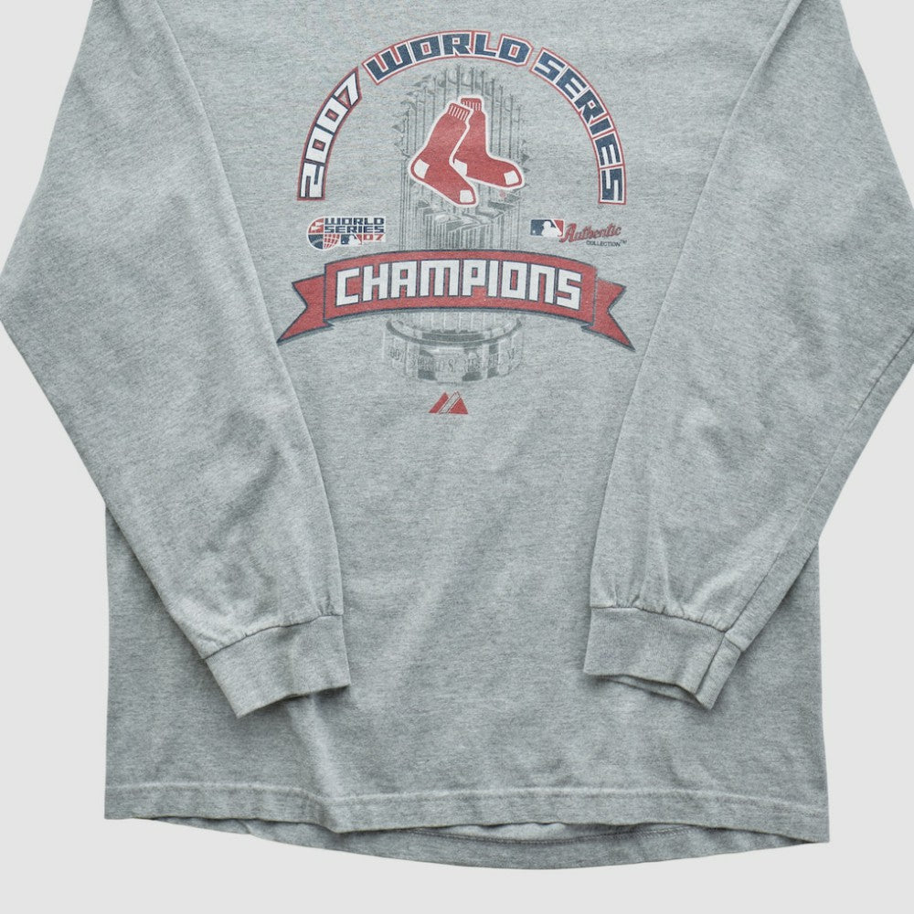 World Series Champions Majestic 2007 Long Sleeve T-shirt - Heather Gray - Vintage T-shirts