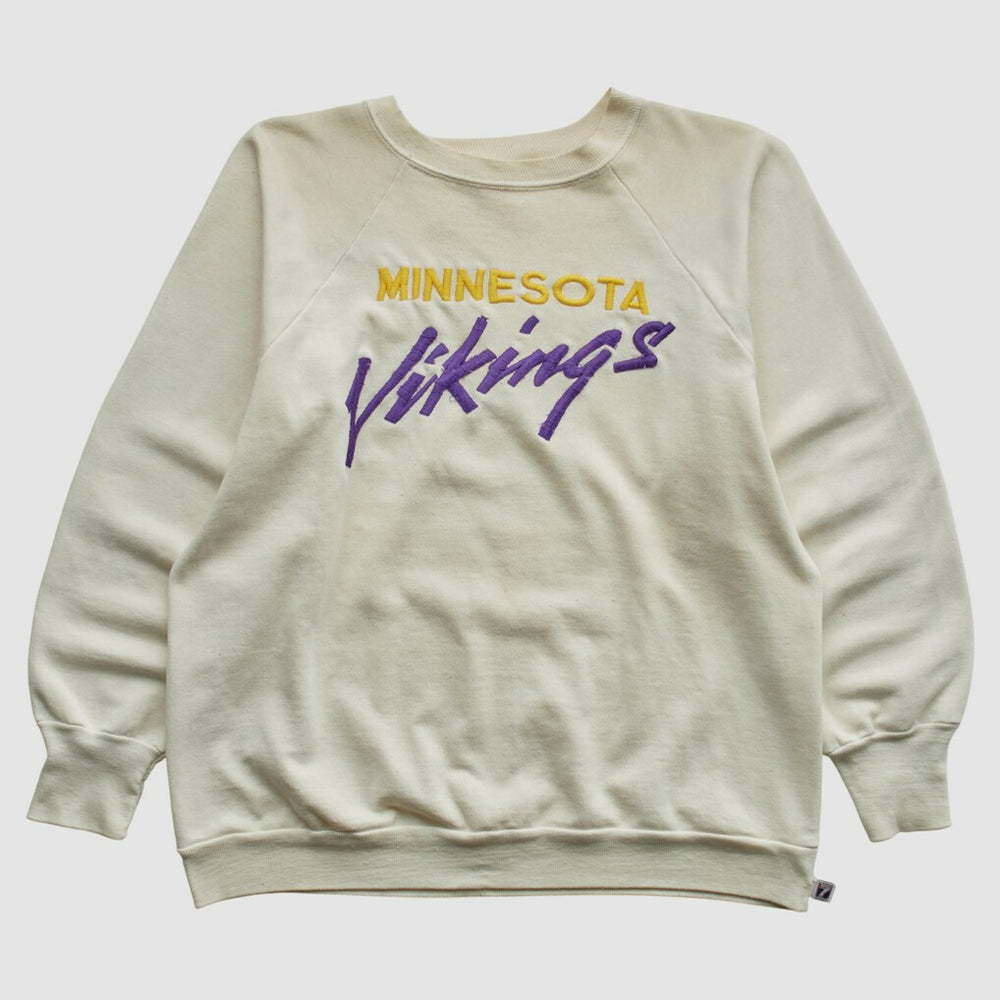Minnesota Vikings Logo 7 80s Pullover Sweatshirt - White Pullover