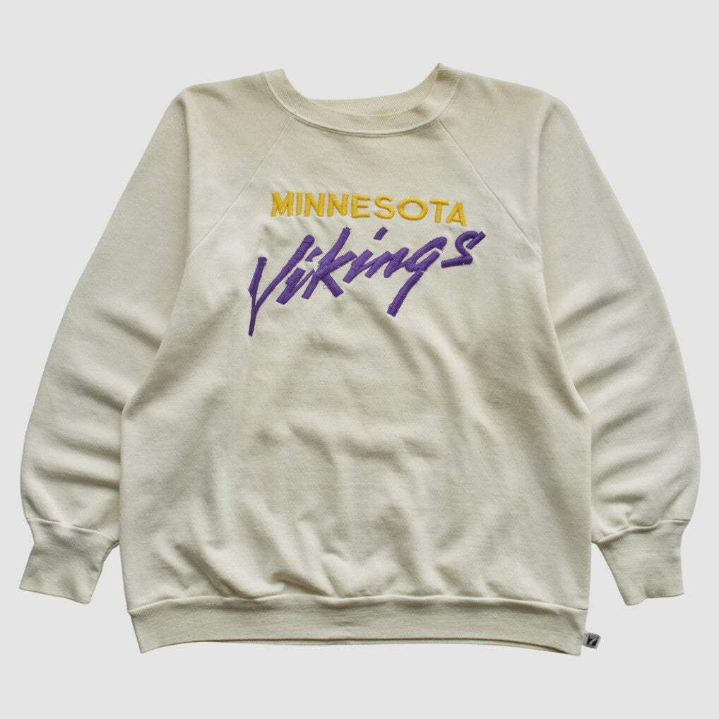 Minnesota Vikings Logo 7 80s Pullover Sweatshirt - White Pullover