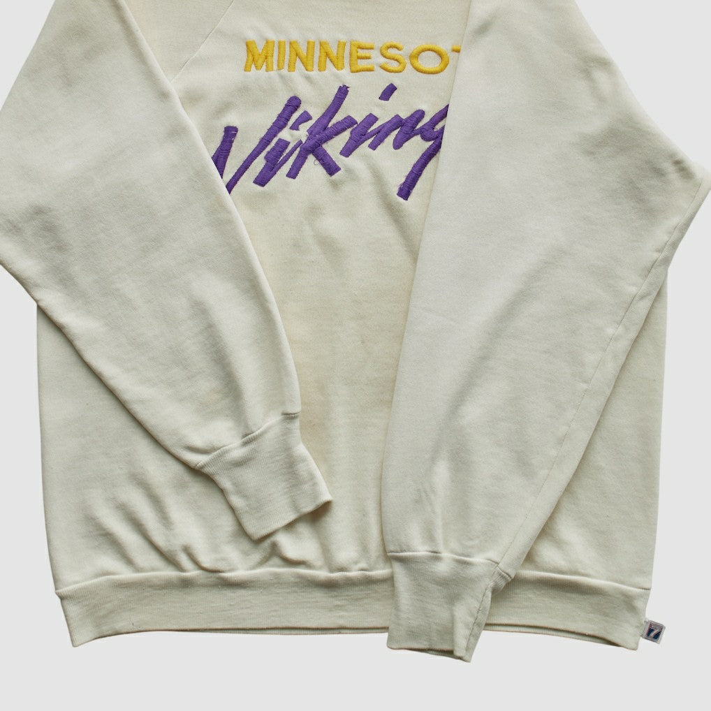 Minnesota Vikings Logo 7 80s Pullover Sweatshirt - White Pullover