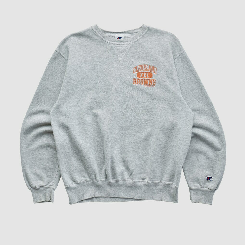 Cleveland Browns Champion 90s Pullover Sweatshirt - Heather Gray Pullover