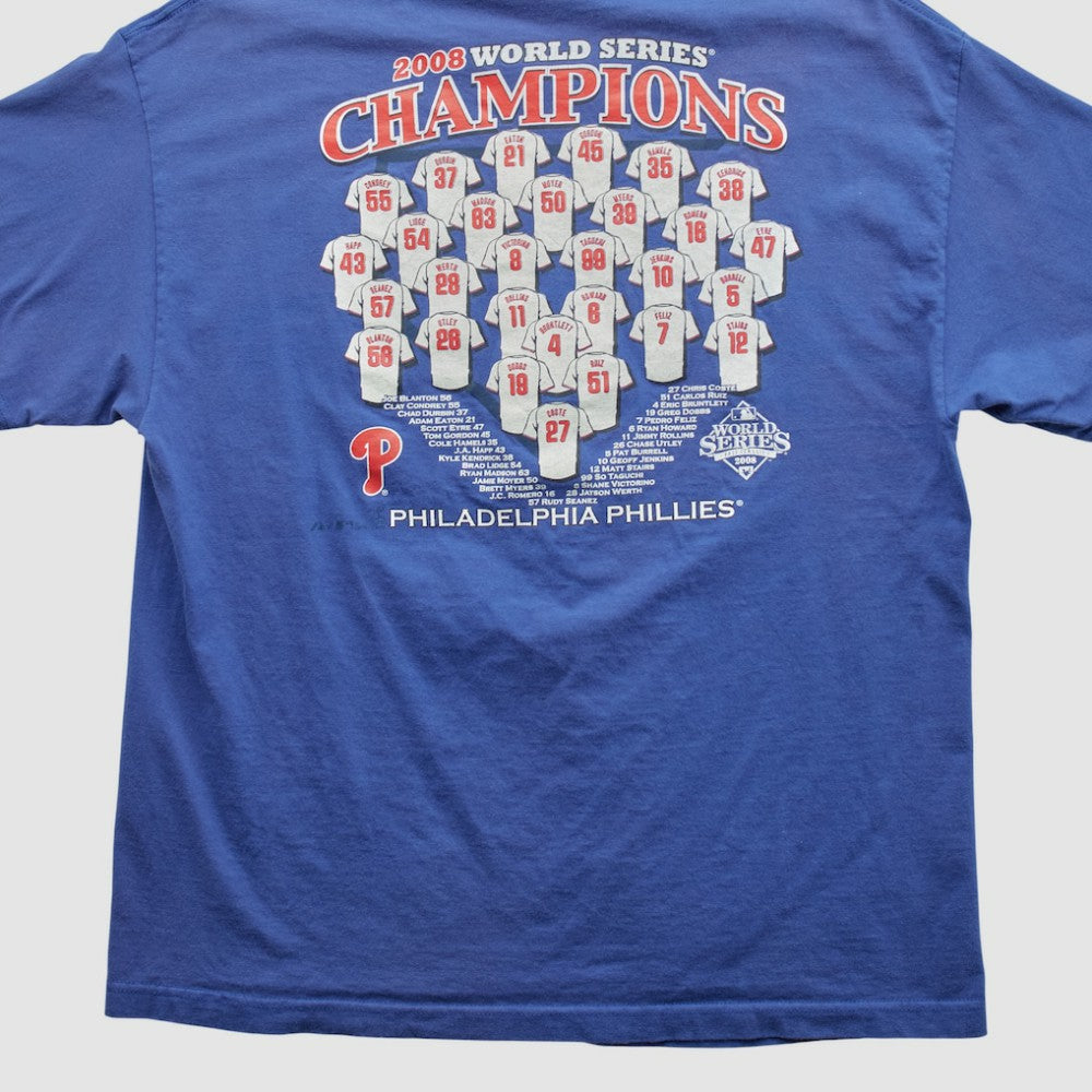 World Series Champions Majestic 2008 T-shirt - Blue - Vintage T-shirts