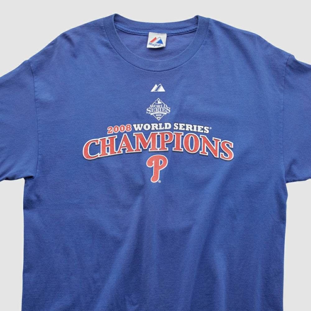 World Series Champions Majestic 2008 T-shirt - Blue - Vintage T-shirts