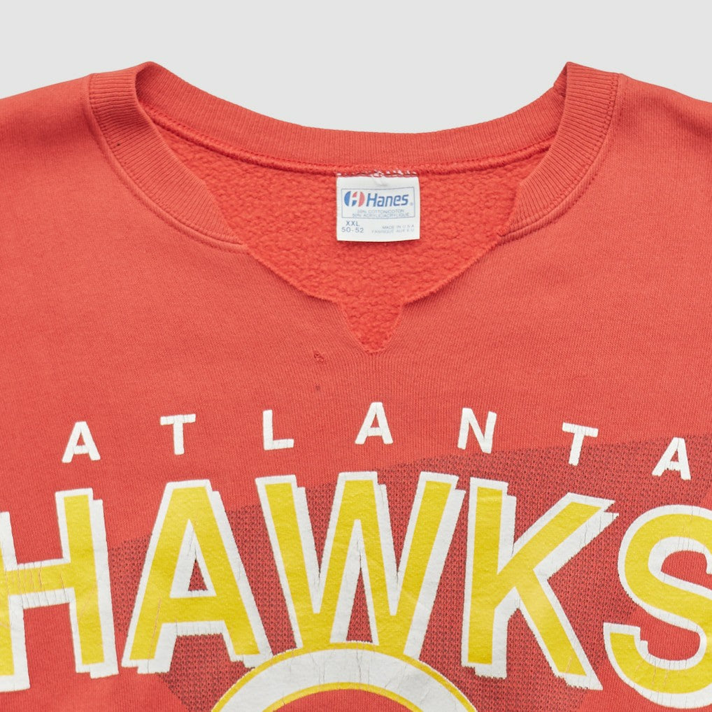Atlanta Hawks Hanes 90s Pullover Sweatshirt Red Vintage - Vintage